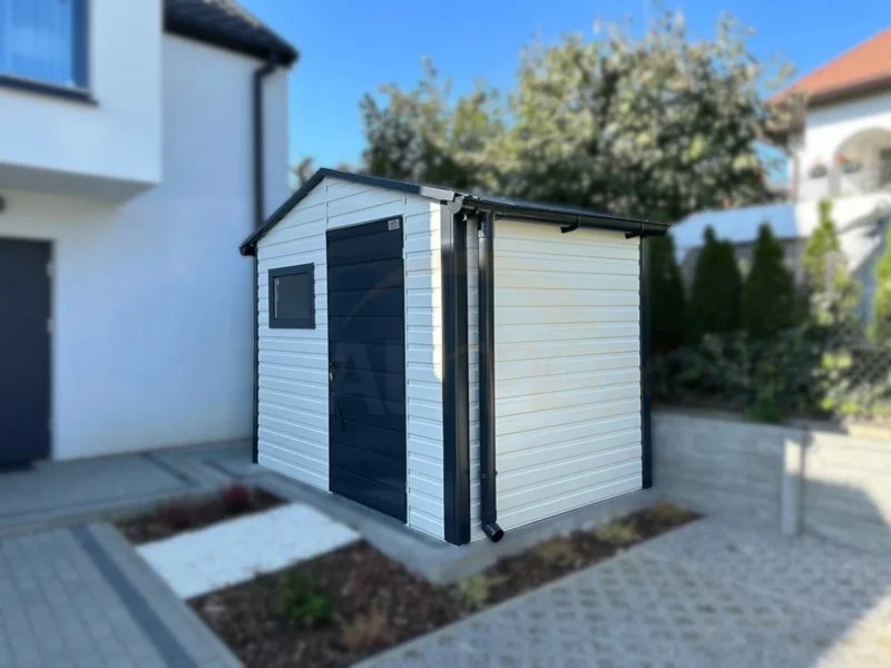 Záhradný domček 3x2 m RAL 9010 Biela / RAL 7016 Antracit | Filc a Odkvapy | Zosilnená konštrukcia