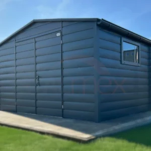 Záhradný domček 4x3 m BTX 7016 Antracit Mat | Široký panel | Odkvapy a Výklopné okno | Zosilnená konštrukcia