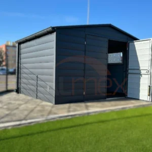 Záhradný domček 4x3 m BTX 7016 Antracit Mat | Široký panel | Odkvapy a Výklopné okno | Zosilnená konštrukcia