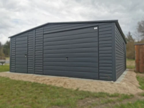 Plechová garáž 6x6m BTX 7016 Antracit Mat | Dielenská zóna + 2 Okná | Zosilnená konštrukcia