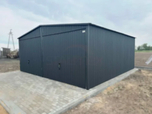 Plechová dvojgaráž 6x6m BTX 7016 Antracit Mat | Zvýšená 2,60m | 2x Brána + Dvere | Zosilnená konštrukcia
