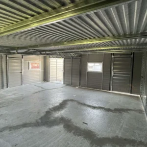 Plechová garáž s prístreškom 9,5x6m BTX 7016 Antracit Mat | Garáž 6,5m + Prístrešok 3m | 4x Výklopné okno | Zosilnená konštrukcia