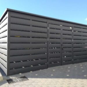 Prémiový prístrešok na popolnice 5,00 x 5,00 m (25 m²) RAL 7016 Antracit Lamely