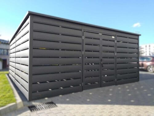 Prémiový prístrešok na popolnice 5,00 x 5,00 m (25 m²) RAL 7016 Antracit Lamely