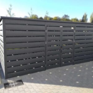 Prémiový prístrešok na popolnice 5,00 x 5,00 m (25 m²) RAL 7016 Antracit Lamely