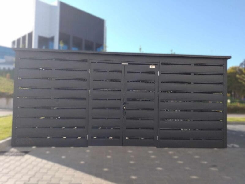 Prémiový prístrešok na popolnice 5,00 x 5,00 m (25 m²) RAL 7016 Antracit Lamely