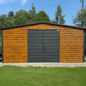 Záhradný domček 5x3 m Zlatý dub / RAL 7016 Antracit | Bez okien | Odkvapy | Zosilnená konštrukcia