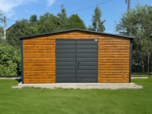 Záhradný domček 5x3 m Zlatý dub / RAL 7016 Antracit | Bez okien | Odkvapy | Zosilnená konštrukcia
