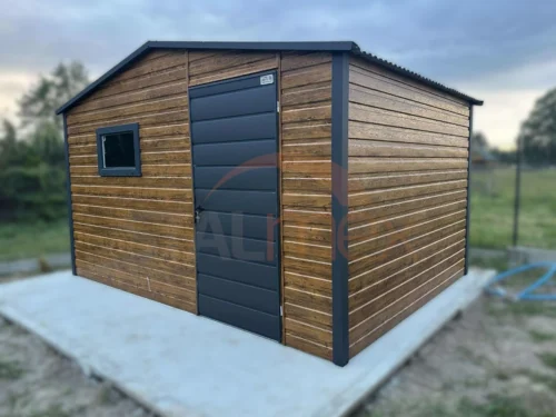Moderný záhradný domček 4x3 m Zlatý dub / Antracit | Okno | Zosilnená konštrukcia