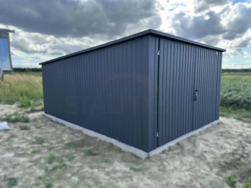 Plechová garáž 3,5x5m BTX 7016 Antracit Mat | Zvislý trapéz T7 | Dvojkrídlová brána | Zosilnená konštrukcia