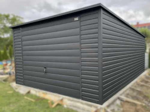 Plechová garáž 4x6m BTX 7016 Antracit Mat | Zvýšený vjazd 2,10m | Dvere | Zosilnená konštrukcia