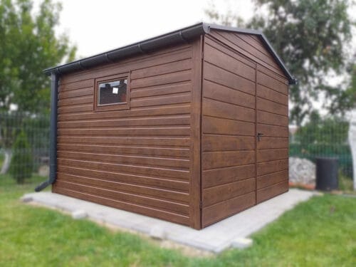 Záhradný domček 3x3 m Orech | Brána vpredu 3m | Sedlová strecha | Zosilnená konštrukcia