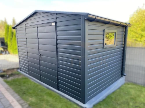 Moderný záhradný domček 4x2,5 m BTX 7016 Antracit Mat | Odkvapy a Okno | Zosilnená konštrukcia