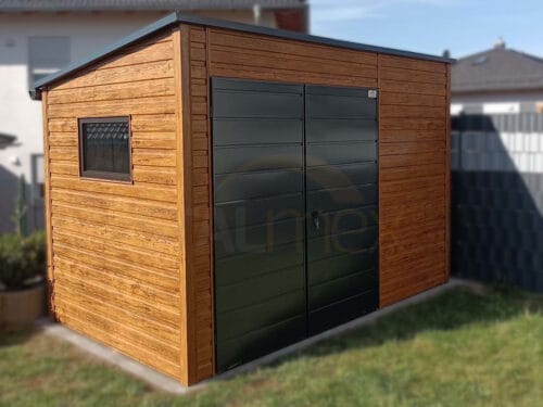 Záhradný domček 3,5x2 m Zlatý dub / RAL 7016 Antracit | Zvýšený 2,40 m | Zosilnená konštrukcia