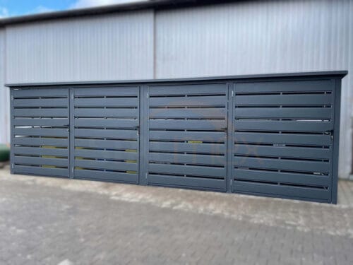 Modulárny prístrešok na popolnice 4-miestny 4x BOX 1 (4x 1100l) RAL 7016 Antracit Lamely