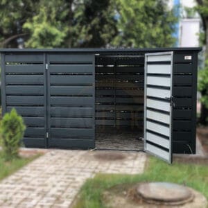 Prémiový prístrešok na popolnice 4,00 x 3,00 m (12 m²) RAL 7016 Antracit Lamely