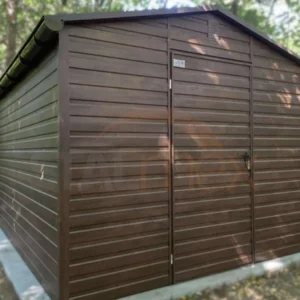 D198-1 Záhradný domček 3x4 m Orech dekor dreva | Odkvapy | Zosilnená konštrukcia