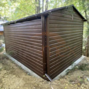 D198-2 Záhradný domček 3x4 m Orech dekor dreva | Odkvapy | Zosilnená konštrukcia