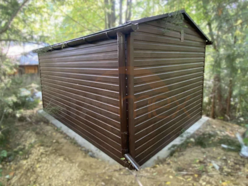 D198-2 Záhradný domček 3x4 m Orech dekor dreva | Odkvapy | Zosilnená konštrukcia
