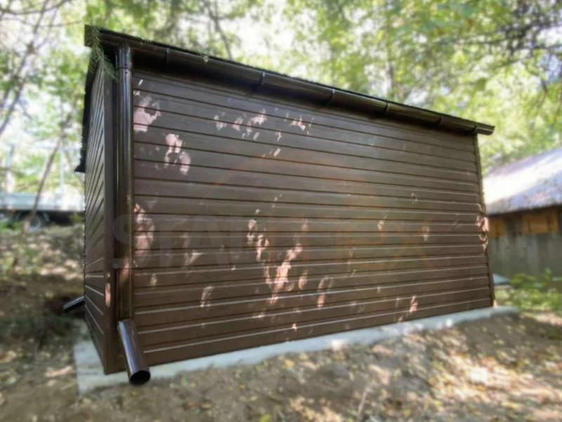 D198-3 Záhradný domček 3x4 m Orech dekor dreva | Odkvapy | Zosilnená konštrukcia