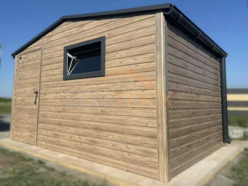 Záhradný domček 4x3 m Winchester dekor dreva | Okno | Filc a Odkvapy | Zosilnená konštrukcia