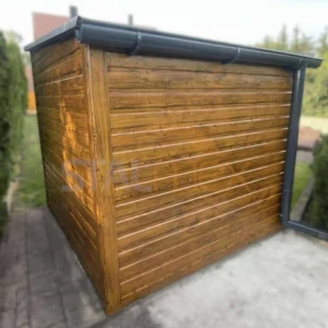 Záhradný domček 2,2x2,3 m Zlatý dub | Dvere 1,30 m | Filc a Odkvapy | Zosilnená konštrukcia