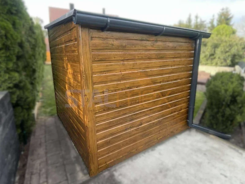 Záhradný domček 2,2x2,3 m Zlatý dub | Dvere 1,30 m | Filc a Odkvapy | Zosilnená konštrukcia