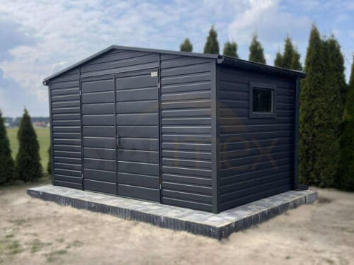 D136_1ps Moderný záhradný domček 4x2,5 m BTX 7016 Antracit Mat | Odkvapy a Okno | Zosilnená konštrukcia