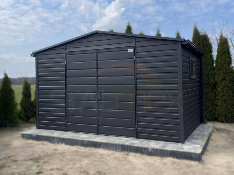 D136_2ps Moderný záhradný domček 4x2,5 m BTX 7016 Antracit Mat | Odkvapy a Okno | Zosilnená konštrukcia