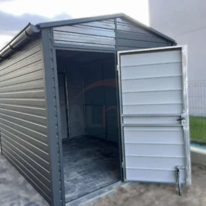Záhradný domček s prístreškom (2,5x3,3 m + 1 m) | RAL 7016 Antracit Mat | Zosilnená konštrukcia
