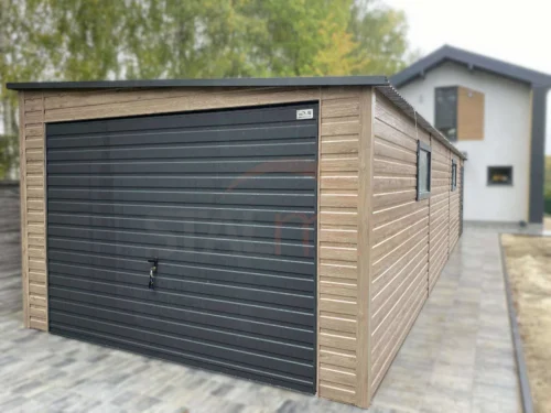 Plechová garáž 3,5x10,5m Winchester / RAL 7016 Antracit | Bočný spád | Bočné okná a Dvere | Zosilnená konštrukcia