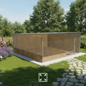 Koterec pre psa Pozinkovaný [Varianty] | Drevená výplň | Otočné misky | Zvislé profily