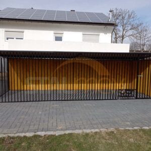 KDC10-1 Koterec pre psa 6x2 m Čierny | Drevené obloženie | Otočné misky | Zvislé profily