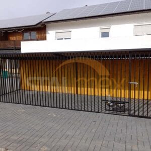 KDC10-3 Koterec pre psa 6x2 m Čierny | Drevené obloženie | Otočné misky | Zvislé profily