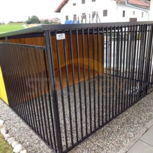 Koterec pre psa 4x4 m Čierny | Drevené obloženie | Drevená podlaha | Otočné misky | Zvislé profily