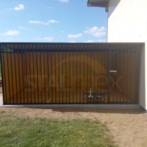 Koterec pre psa 4x2 m Čierny | Drevené obloženie | Drevená podlaha | Otočné misky | Zvislé profily