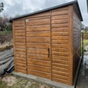 D219_1 Záhradný domček 2×4 m Zlatý dub | Úzke čelo 2m | Odkvapy | Zosilnená konštrukcia