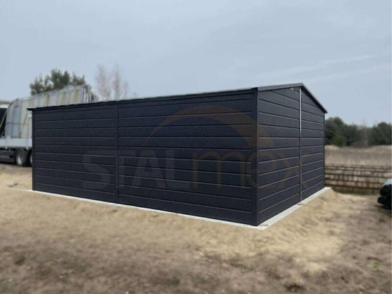 Plechová garáž 5x6m BTX 7016 Antracit Mat | Výklopná brána | Široký panel | Zosilnená konštrukcia