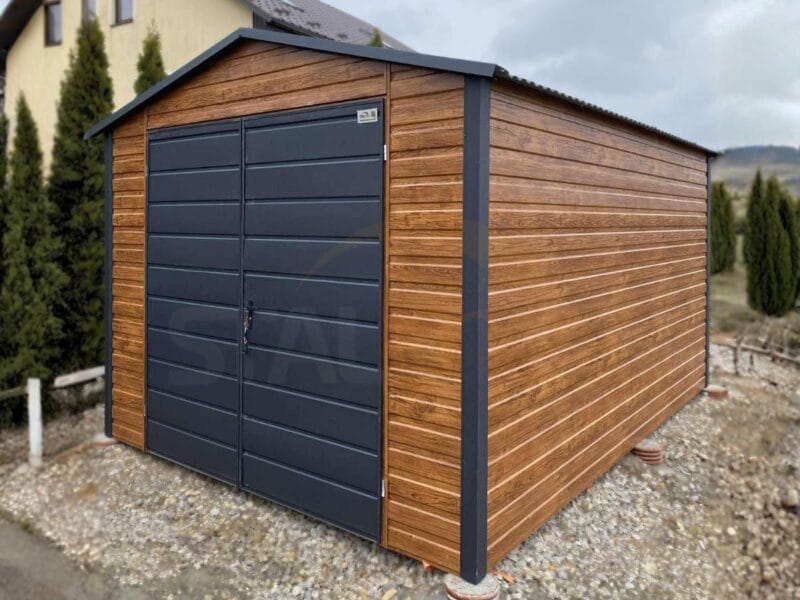 Záhradný domček 3x4 m Zlatý dub / RAL 7016 Antracit Mat | Dvere 2,00m | Zosilnená konštrukcia