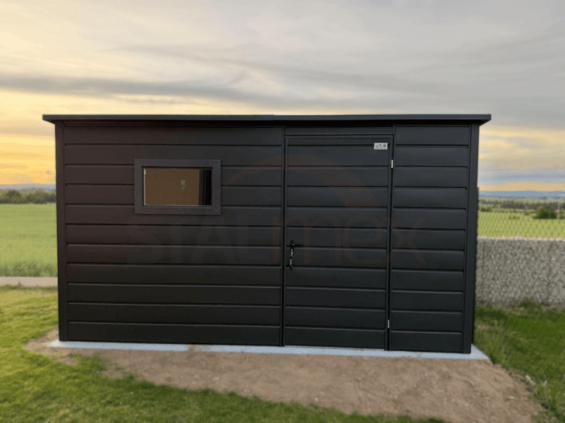 Záhradný domček 4×2,80 m BTX 7016 Antracit Mat | Okno a Odkvapy | Filc | Zosilnená konštrukcia